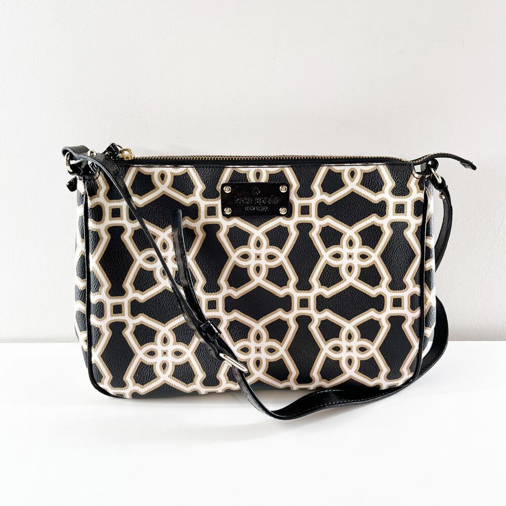 Kate Spade Chrissy Moroccan Print Crossbody Purse Bag Black
